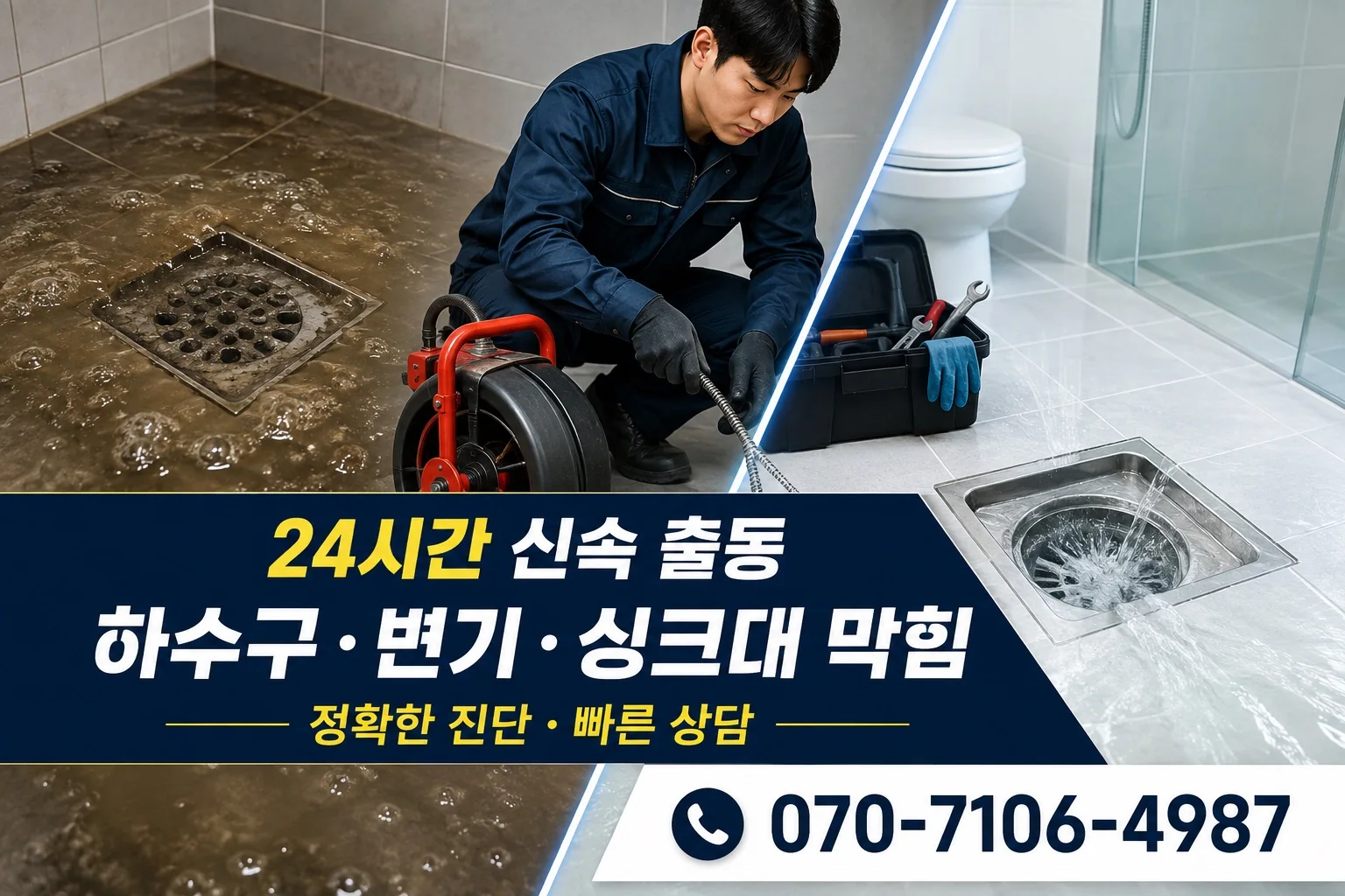 온나래배관 욕실 배수 전후 점검 서비스 안내